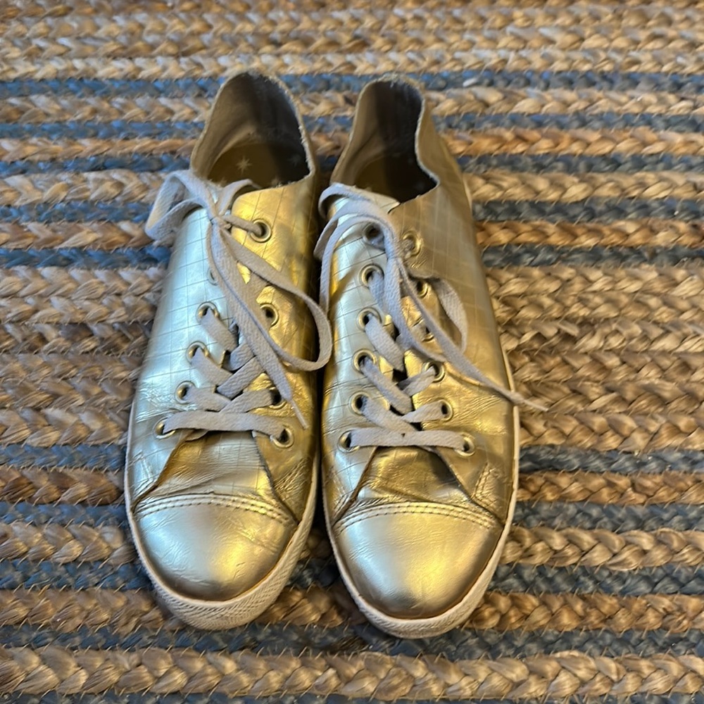 Gold leather converse
